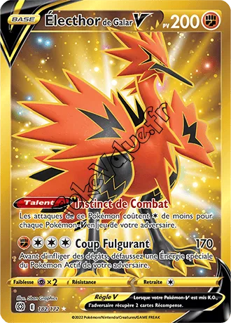 Carte Pokémon Électhor de Galar V n°182 de la série Stars Étincelantes