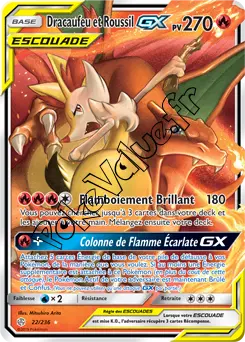 Carte Pokémon Dracaufeu et Roussil GX n°22 de la série Éclipse Cosmique