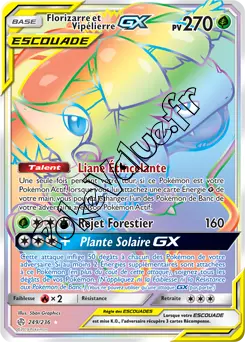 Carte Pokémon Florizarre et Vipélierre GX n°249 de la série Éclipse Cosmique