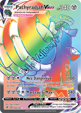 Carte Pokémon Pachyradjah VMAX n°199 de la série Clash des Rebelles