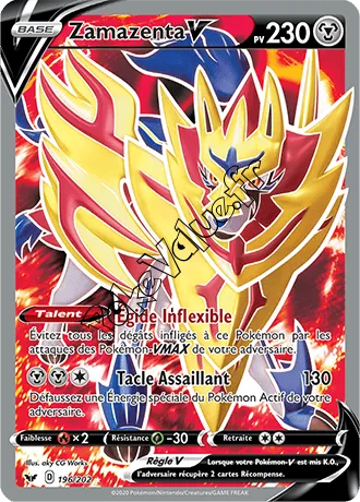 Carte Pokémon Zamazenta V n°196 de la série Épée et Bouclier